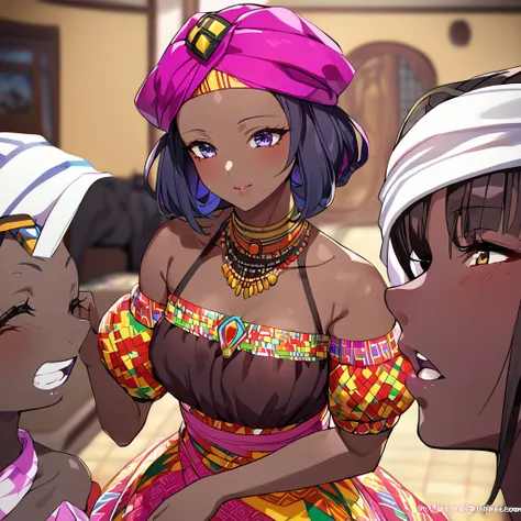 ((highest quality)), ((masterpiece)), (detailed), （perfect face）、the woman is momo belia deviluke, a ghanaian by birth, with a v...