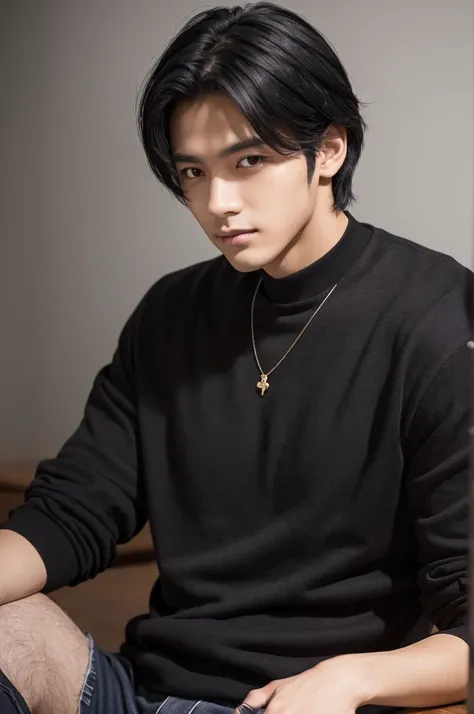 good looking　male　Black Hair