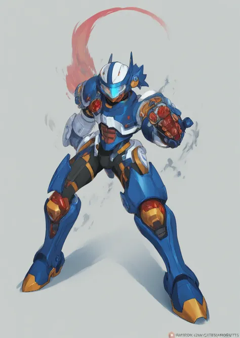 Cutesexyrobutts artstyle, Cutesexyrobutts, 1boy, solo, hardboiled, reploid, The image showcases several iterations of the character Megaman X in his design from "Mega Man X8". This character, a Reploid, features a sleek, futuristic design with a predominan...