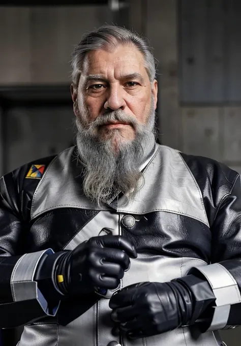 , fotografia de corpo completo imagem de corpo inteiro, fotografia dinâmica, the space general aged 65 has long gray beard and l...