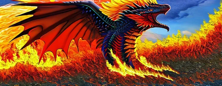 best quality, masterpiece, large wise fire dragon, volcano eruption, ash falling everywhere,