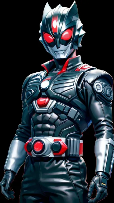 (8k),(masterpiece),(Japanese),(8-year-old boy),((innocent look)),((Childish)),From the front,smile,cute,Innocent,Kind eyes,Flat chest,black Helmet, black domino mask, Kamen Rider, short,Black Hair,Strong wind,night,dark, Neon light cyberpunk Tokyo city, al...