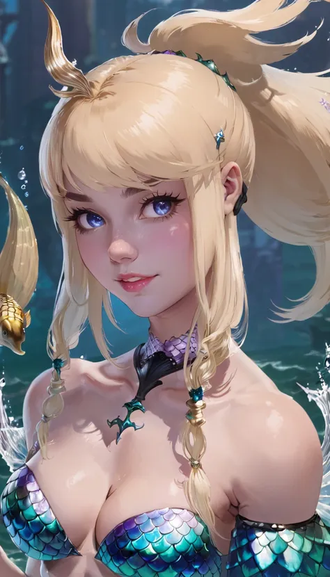 blonde-haired cleric with mermaid features