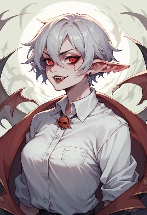 Vampire girl in a white shirt