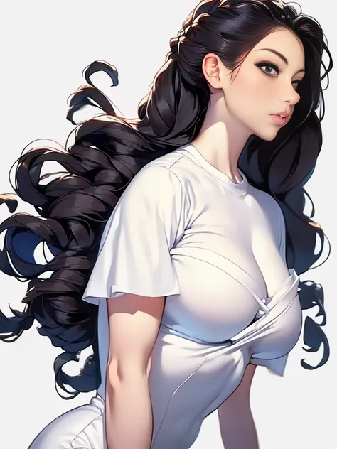 (masterpiece, best quality,:1.2), 1girl, (solo:1.3), upper body, white shirt, short sleeves, , (waifu, realistic, real life, exceptional, best aesthetic, new, newest, best quality, masterpiece:1.2), soft_lighting, soft_skin_tone, feminin_hair, (white backg...