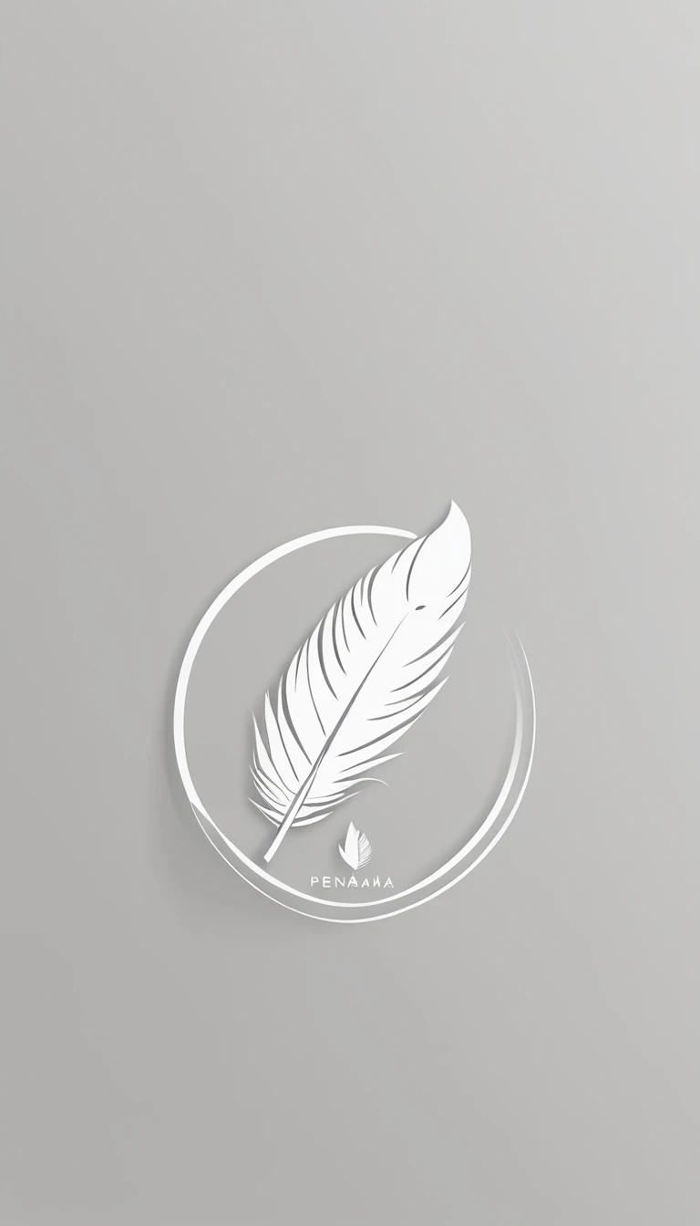 A minimal, modern, simple, cinematic logo design for the brand “Penamemoria". Create a modern, minimalistic, high-quality, logo of a feather-bird