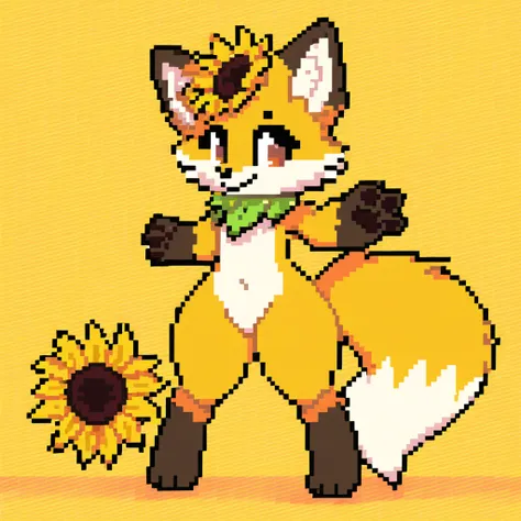 sunflower fox hybrid in 8-bit art style