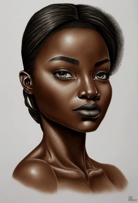 Dark-skinned woman in drawing