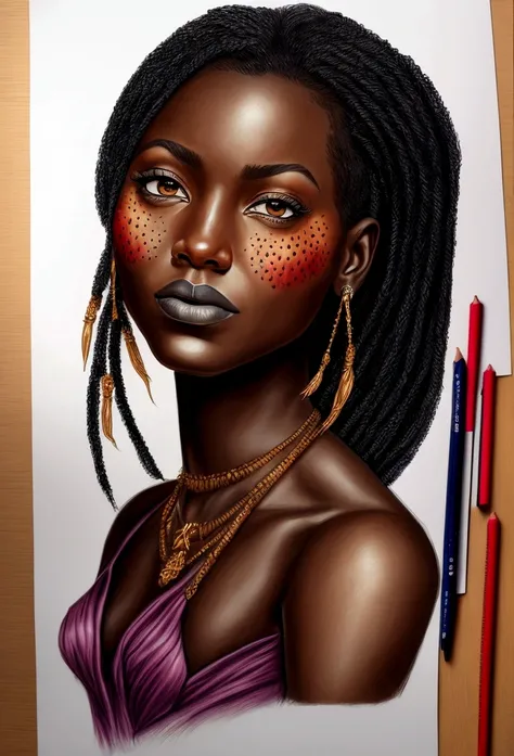 Dark-skinned woman in drawing