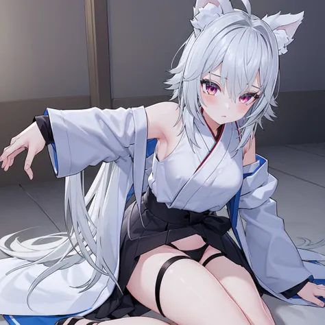 score_9, score_8_up, score_7_up, score_6_up, score_5_up, score_4_up, BREAK 1girl, black hair, messy hair, red eyes, seductive expression, blunt bangs, short, BREAK solo, small breasts, skinny, arched back, thigh gap, shrine maiden, white fur coat, innocent...