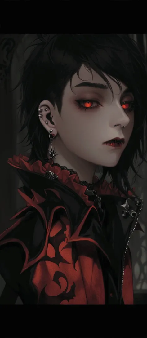 a close-up of a person with a cell phone in their hand, piercing look, ((rot)) bulging eyes, dark piercing eyes, very low quality image, using spikes and piercings, 1 7 year old goth girl, with anxious and penetrating eyes, androgynous face, androgynous, G...