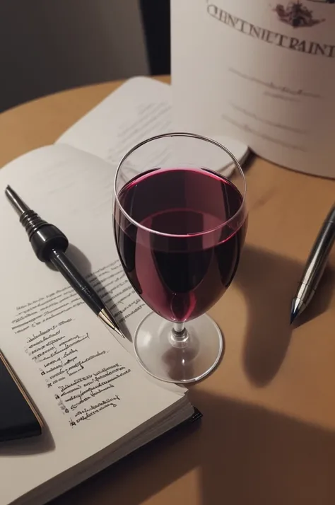 Replace the pen with a glass of wine 