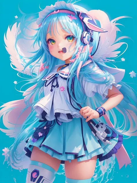 a cartoon image of a girl with a headress, splash art anime , angelic!! catgirl, cute art style, pixiv contest winner, clean art...