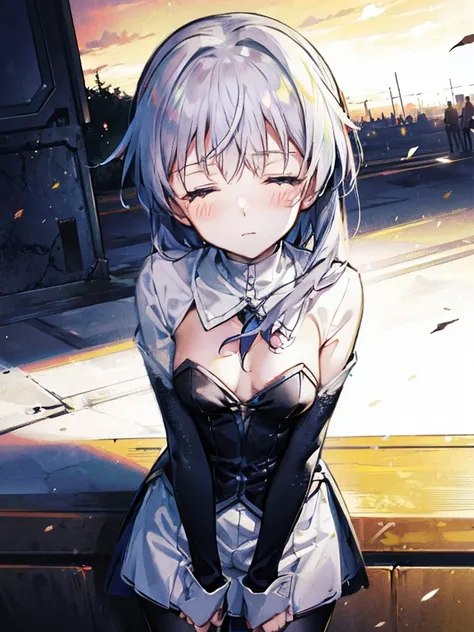 ((strike witches))、((close your eyesる)),，(((wide-open legs)))、(((close your eyes)たcrying face))、　silver hair、、slim figure，thin h...