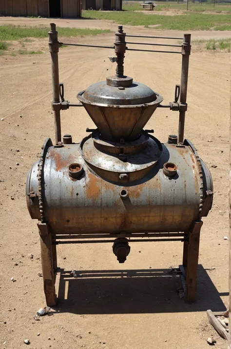 A dry fruit mixer which looks bad and is very dirty and damaged.