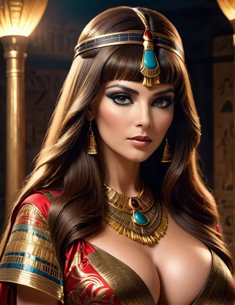 Cleopatra dominatrix regard in her craft and her long light brown hair , 35 years of experience. His keen focus and intense gaze forward seem to pierce through the darkness of ancient Egypt, Revealing Hidden Truths and Mysteries. The intricate details of t...