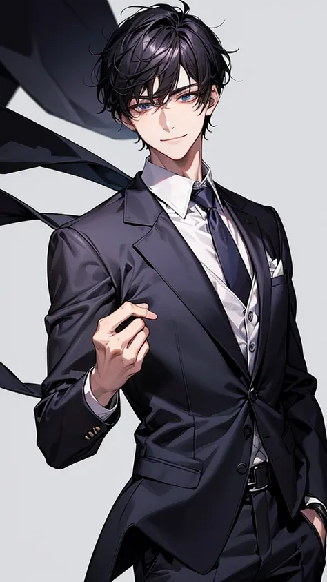 man, face focus, [[[adult]]], business suit, Jacket, white shirt, tie, pants, frontage, highest quality, adopt, detailed face, simple background、white background、[[[black hair]]]、[[[blackeyes]]]、confident look、Upper body、smile、