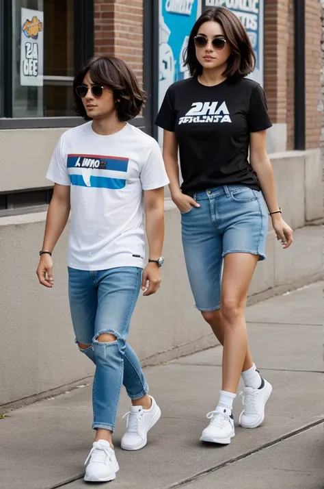 Funko persona white tees short dark brown hair chubby black t-shirt blue jeans white tennis shoes