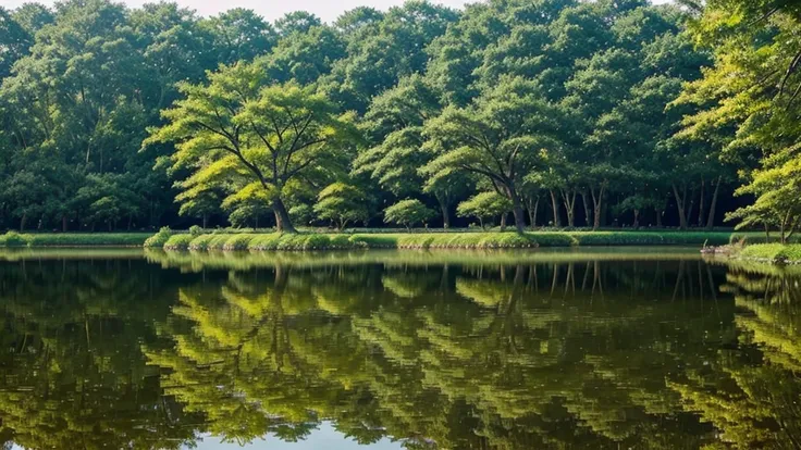 park pond tree々is reflected, rất nhiều reflection, a green yellow forest in Japan, Hình ảnh đầy reflection, Incredible reflection, Detailed reflection, Spectacular - beautiful tree々々take a photo, The tree is surprisingly beautiful々, Detailed reflection, re...