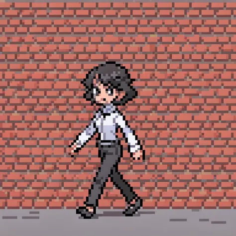 brick wall walking . full body 