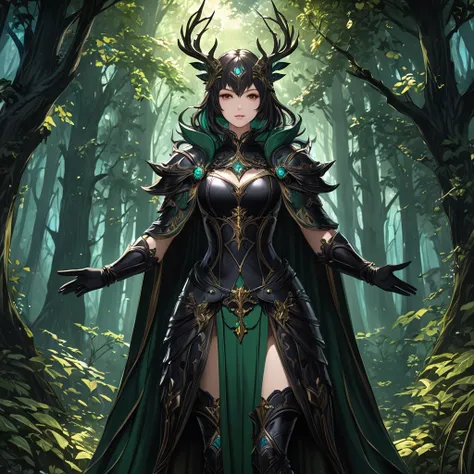 masterpiece, best quality, good quality, dark forest background, Fantasy aesthetics, Highly detailed, shadowverse style, no human
