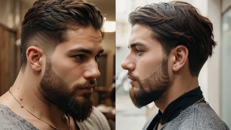 Beard man short hair side view stylish