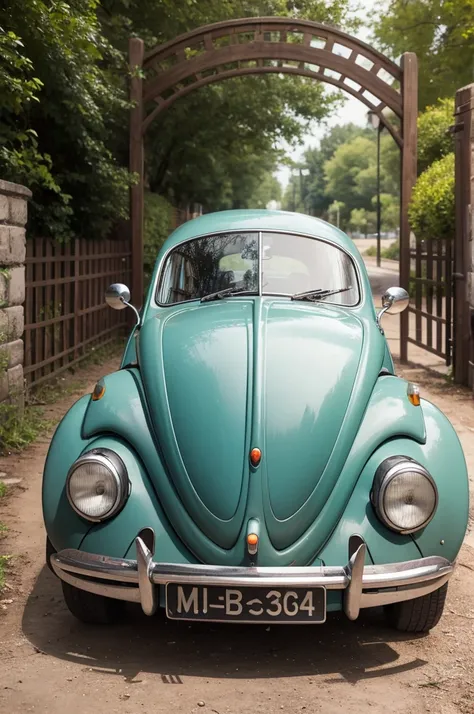 a Beetle near a gate 