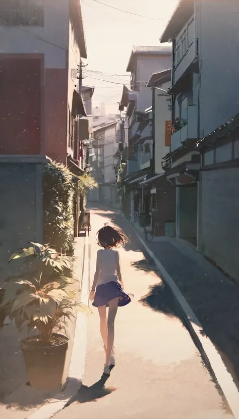 by rella, woman standing on a narrow street in a city with buildings, in a tokyo street, by eizan kikukawa, in the streets of to...