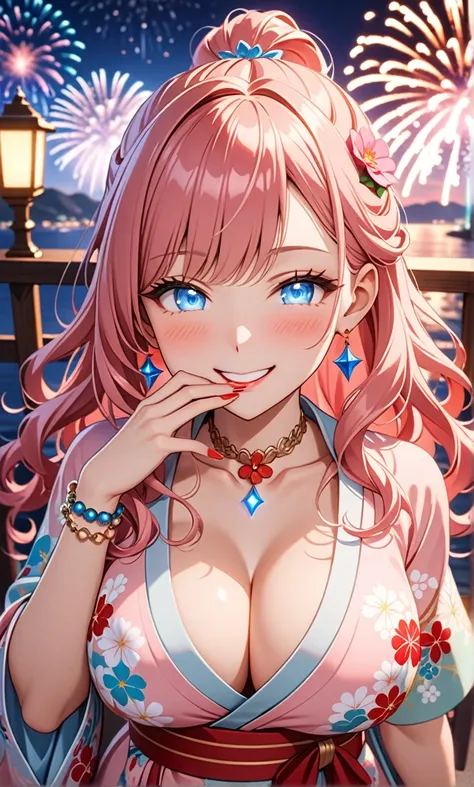 ultra-detailed, ((one girl)), in pastel colors girl,  hyper detailed, absurdres, 8K, Beautiful Face, (Laugh shyly), ((teasing smile:1.8)), ((Wink:1.8)), (Laugh with your mouth wide open),(Tilt your head:1.3),(Put your hand over your mouth:1.8), View your v...