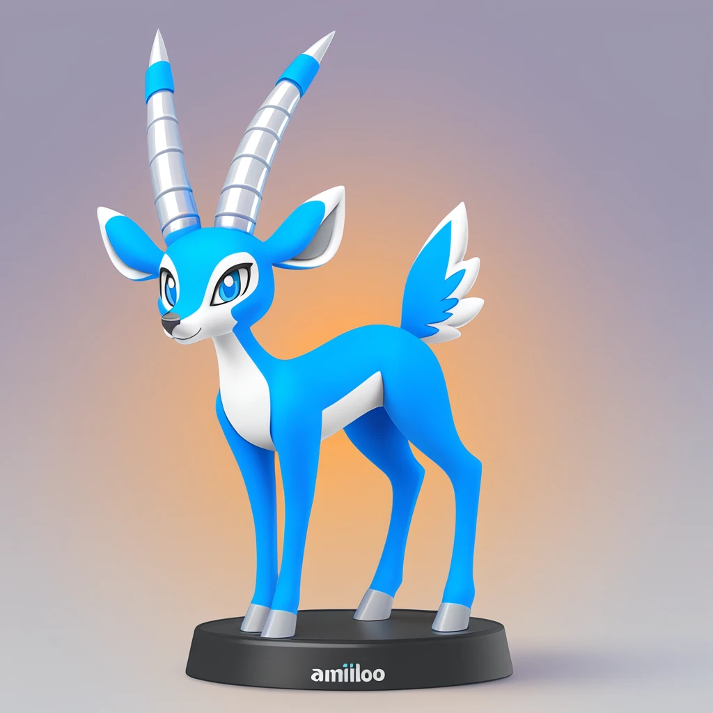 blue and silver antelope in amiibo art style