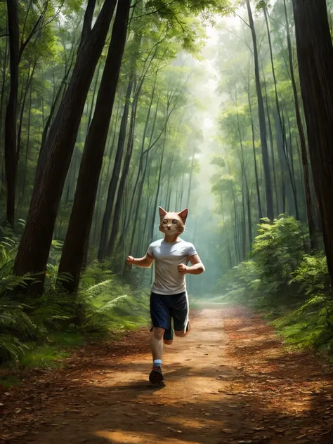 Cat,run, forest 