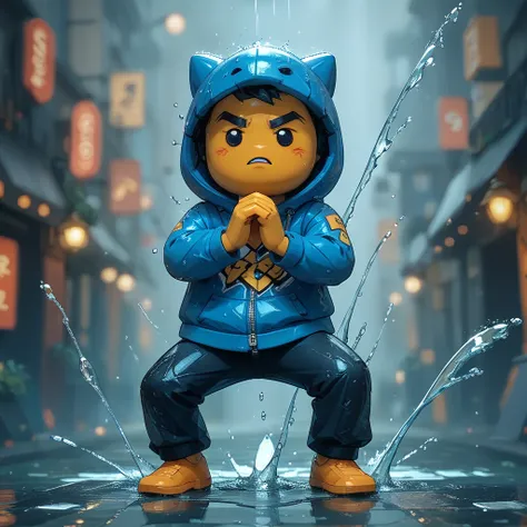 gangnam_style_dance, lknight, lego, action shot, raining, water splash, zavy-splsh