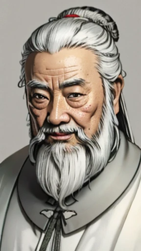 oriental、old man in plain white ancient chinese costume、ancient chinese hairstyle old man、highest quality、masterpiece、ultra-high...