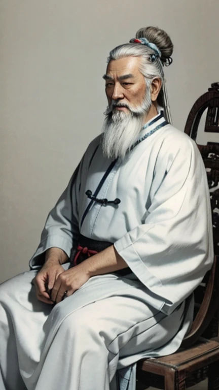 oriental、old man in plain white ancient chinese costume、ancient chinese hairstyle old man、highest quality、masterpiece、ultra-high...