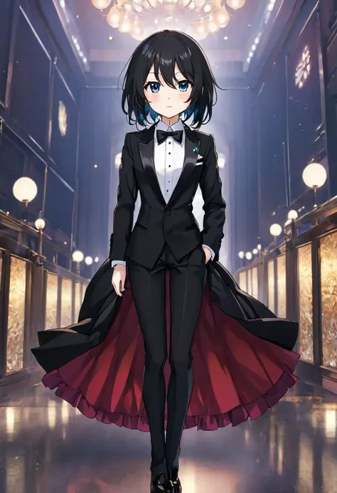 anime girl wearing tuxedo full body