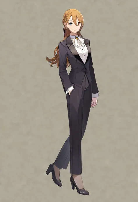 Anime girl wearing tuxedo full body