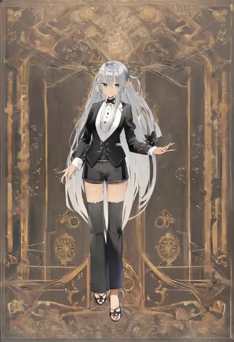 Anime girl wearing tuxedo full body