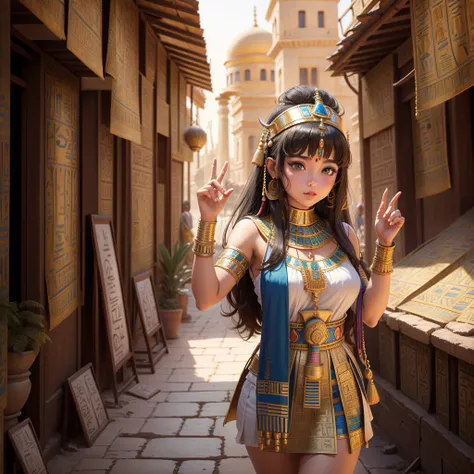 Cute ancient Egyptian princess、Colorful temples of ancient Egypt、The colorful streets of ancient Egypt