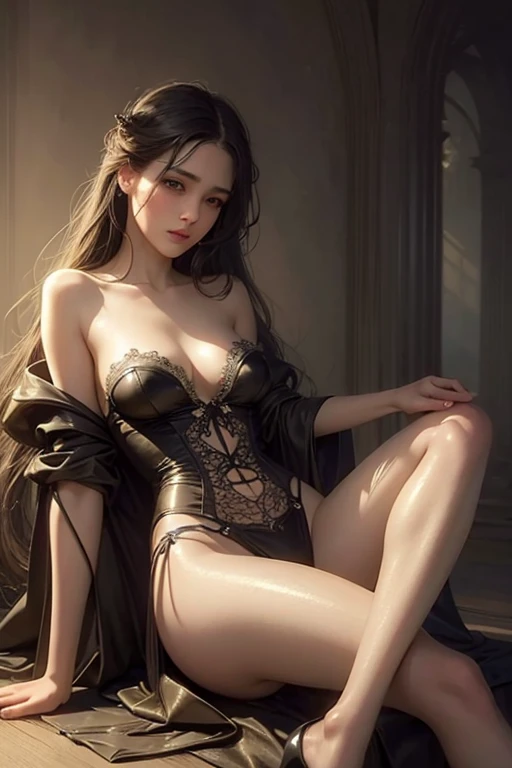 Sensual woman、Beautifully detailed eyes、Beautifully detailed lips、Highly detailed face、Long eyelashes、Graceful appearance、Gothic dresses、Soft lighting、Dramatic Shadows、A calming color palette、Cinematic composition、Photorealistic、(Highest quality) 、4K、8K、Hi...