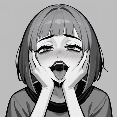 NSFW maddie fenton, official artwork, Best quality, ahegao face closeup, hands on her face, pure ecstacy, yandere face