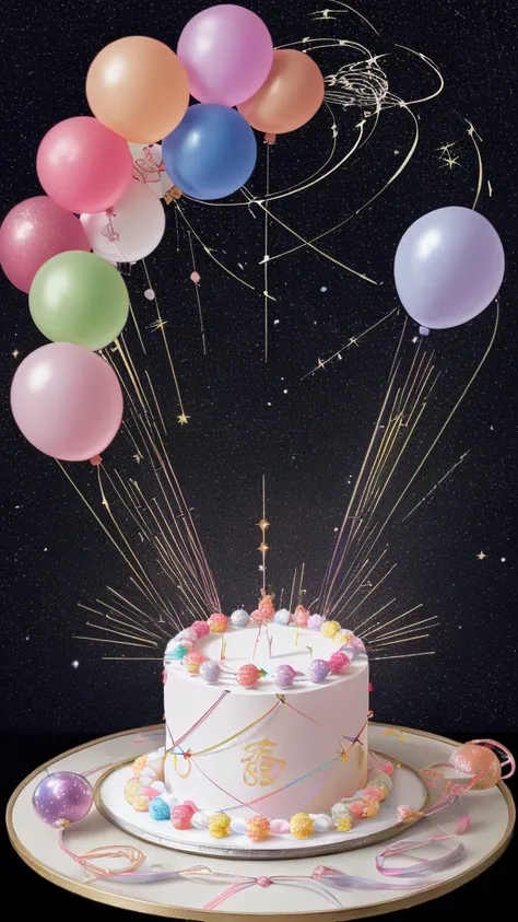 Bright and positive atmosphere Colorful constellations and planets Sparkling effects Traditional Japanese design elements（Japanese Pattern、flowers, etc.）
Soft pastel colors, cute illustrations, festive elements（balloon、ribbon、Cake etc.）
Gentle light effect