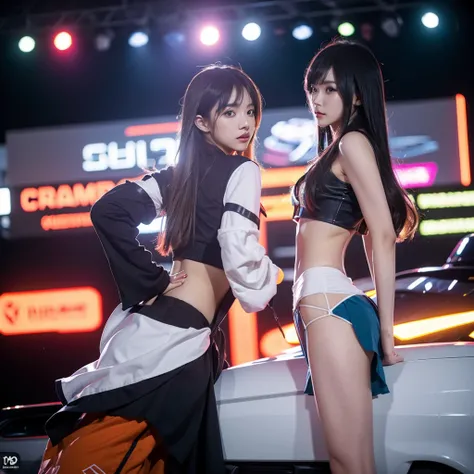 Cool woman、Colorful costumes、F1 Driver Cosplay、Colorful costumes、Clothing with company logo、Grid Girlsのカラフルで派手な衣装、Grid Girls、Perfect Face、Paddock Girls、Harem、motor Show、tights、Bodycon Costumes、Grid Girls、Russia、Grid Girlsのコスプレ、belly button、Pleated skirt、Bo...