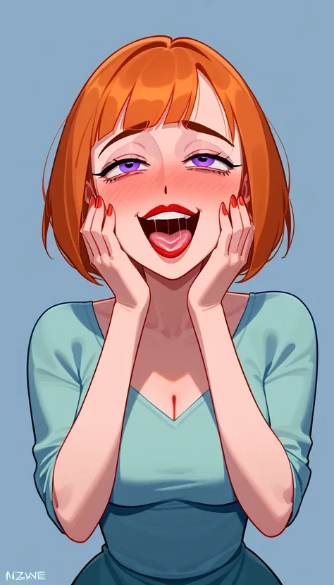 nsfw maddie fenton, official artwork, best quality, ahegao face closeup, hands on her face, pure ecstacy, yandere face, mature w...