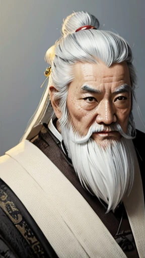 oriental、old man in plain white ancient chinese costume、ancient chinese hairstyle old man、highest quality、masterpiece、ultra-high...