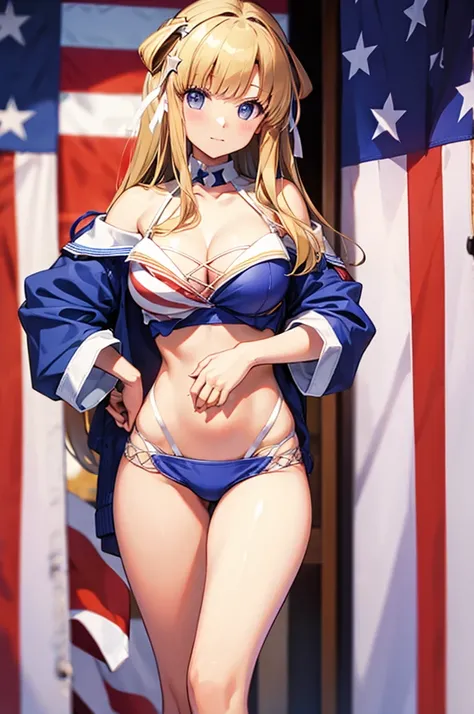 Stars and Stripes Bikini、standing、Dressing Room