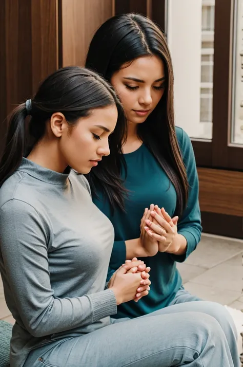 Women praying with her 