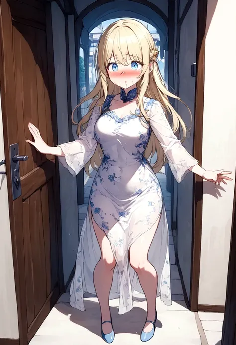 Anime. Baby. Princess. Blonde. Long hair. Blue eyes. Beautiful eyes. Light dress. Shoes. Cold. Runny nose. Snot. Nasal mucus. Sneeze. Sneezing. Sneezes. Snot flows from the nose. Wants to chug. I have to sneeze. Very strong desperate desire to sneeze. She ...