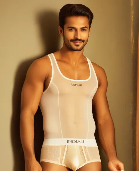 A man in Indian LUX VENUS   undervest and LUX Classio   underwear