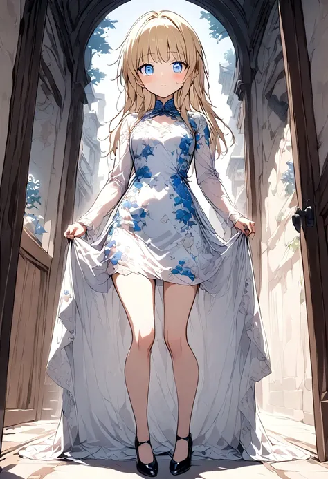 Anime. Baby. Princess. Blonde. Long hair. Blue eyes. Beautiful eyes. Light dress. Shoes. Cold. Runny nose. Snot. Nasal mucus. Sneeze. Sneezing. Sneezes. Snot flows from the nose. Wants to chug. I have to sneeze. Very strong desperate desire to sneeze. She ...