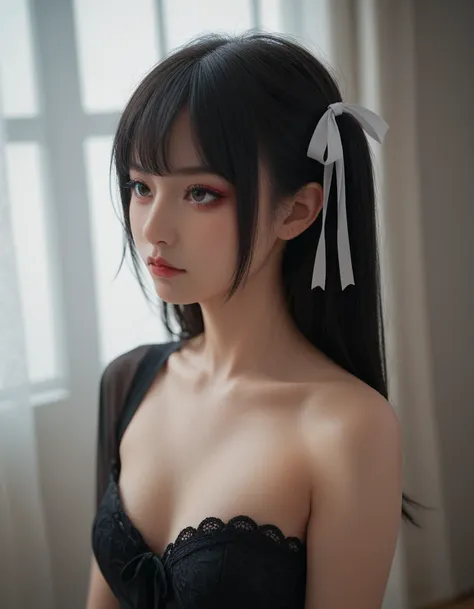 score_9, score_8_up, score_7_up,high quality,1 japanese girl, gothic atmosphere, ribbon ,(nsfw：1.5)